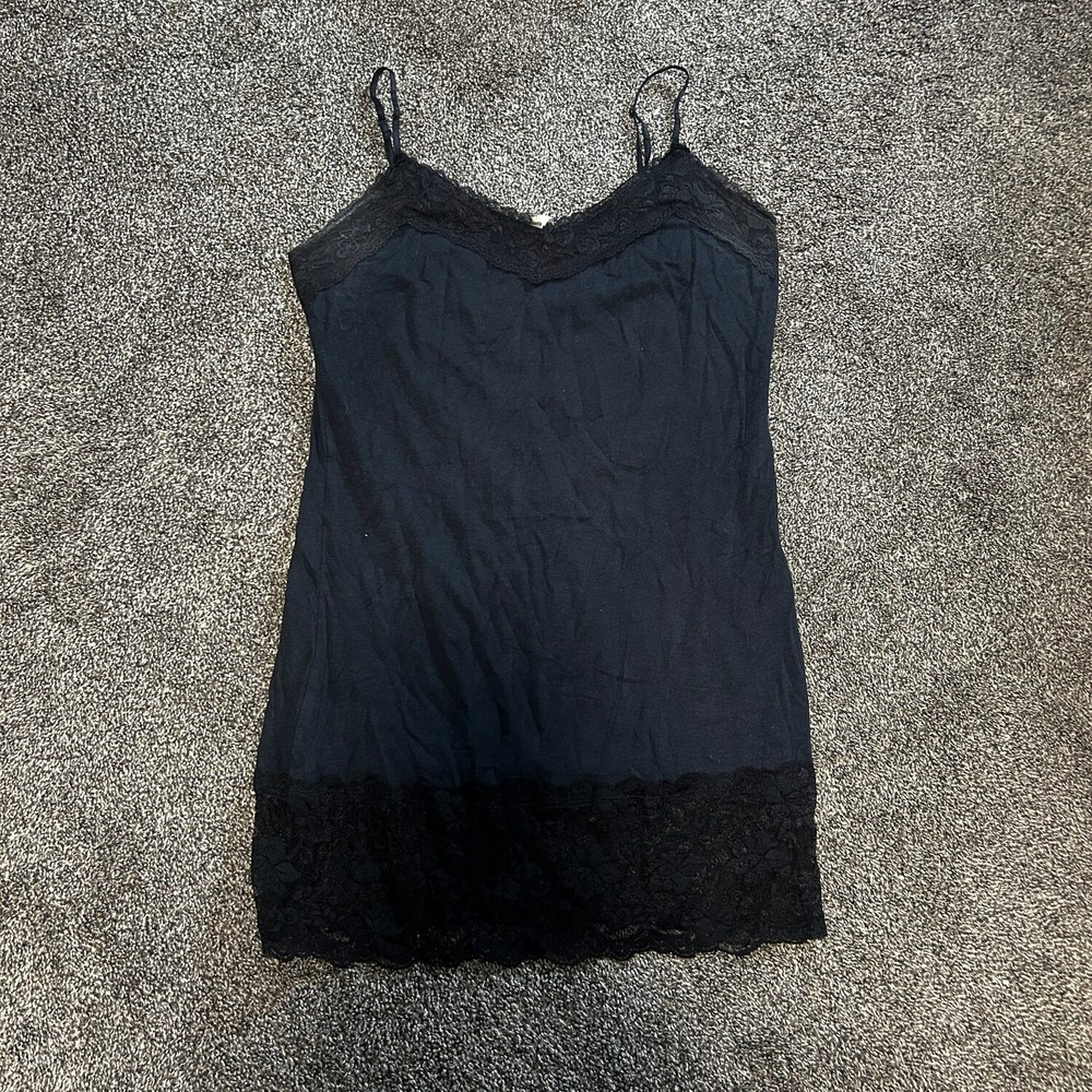Mechant Cami Dress Womens M Black Excellent Lace Trim Adjustable Straps